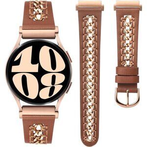 NEW Samsung Galaxy Brown/Rose Gold Leather Watch Band